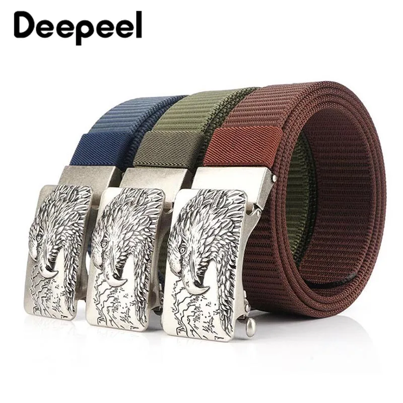 Deepeel 1 шт. 3,4 см* 120 см Модный Нейлоновый Регулируемый автоматический ремень с пряжкой из цинкового сплава с логотипом орла, холст, открытый пояс YB375