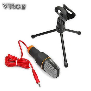 

New Microphone 3.5mm Audio Wired Stereo Condenser Microphone With Holder Stand Clip For PC Chatting Singing Karaoke Laptop Mic