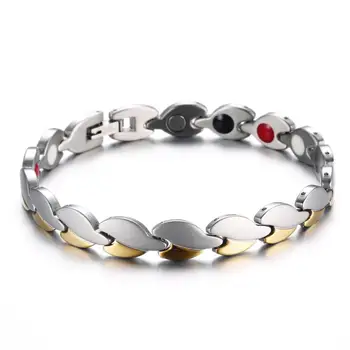 

European and American hot selling stainless steel leaf energy Bracelet fashionable health care anion heart quantum hand ornament