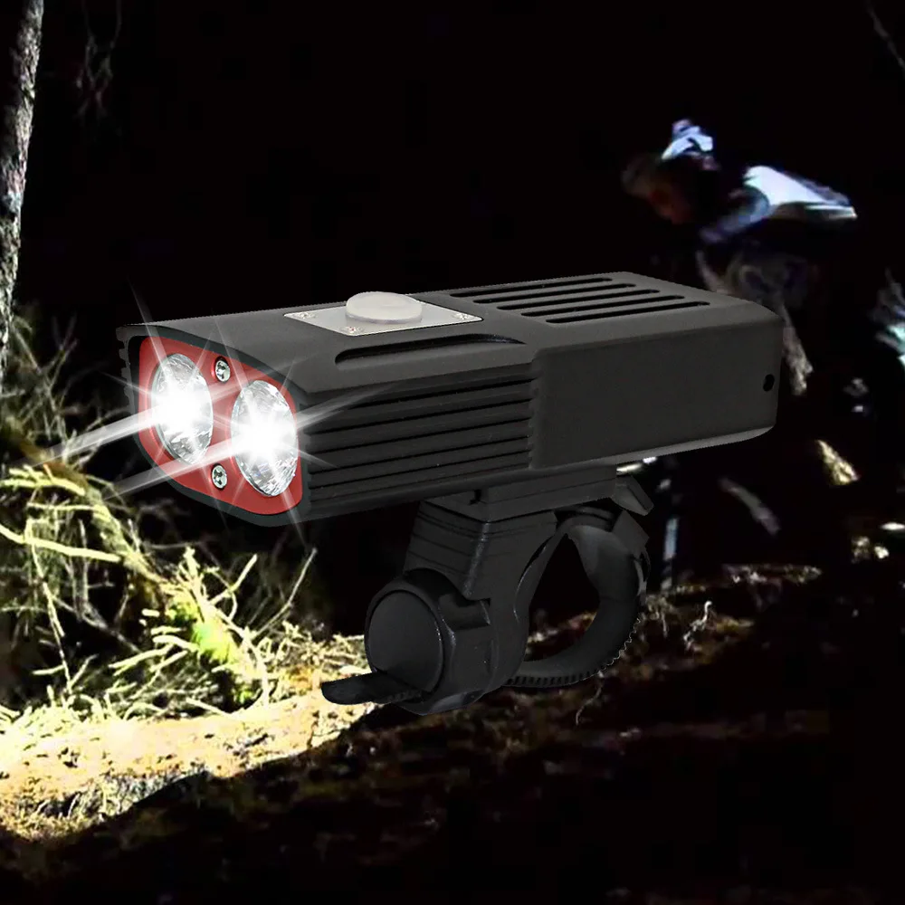 

Built-in Electric One-piece Lights Double Lamps T6 Bicycle Light Mountain Bike Headlight Micro USB Interface
