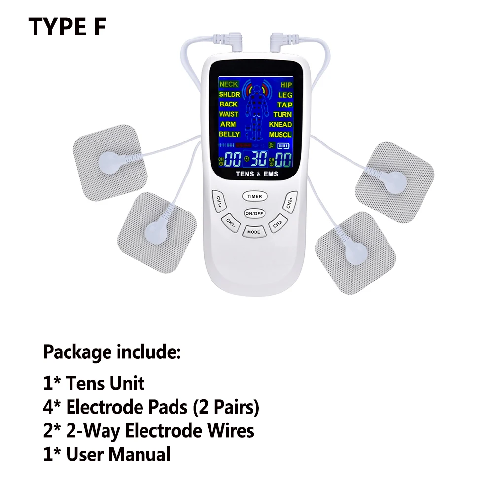 6/8/12/15 режимов десятки массажер для тела цифровой акупунктурный EMS устройство электростатического терапия электрический пульс, мышца массаж Стимулятор для облегчения боли - Цвет: TYPE F