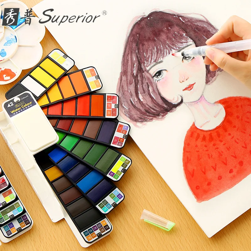 

18/25/33/42 Solid Watercolor Set for Drawing Painting Coloring Art Support Water Brush Pen Pigment for Watercolor Pigment