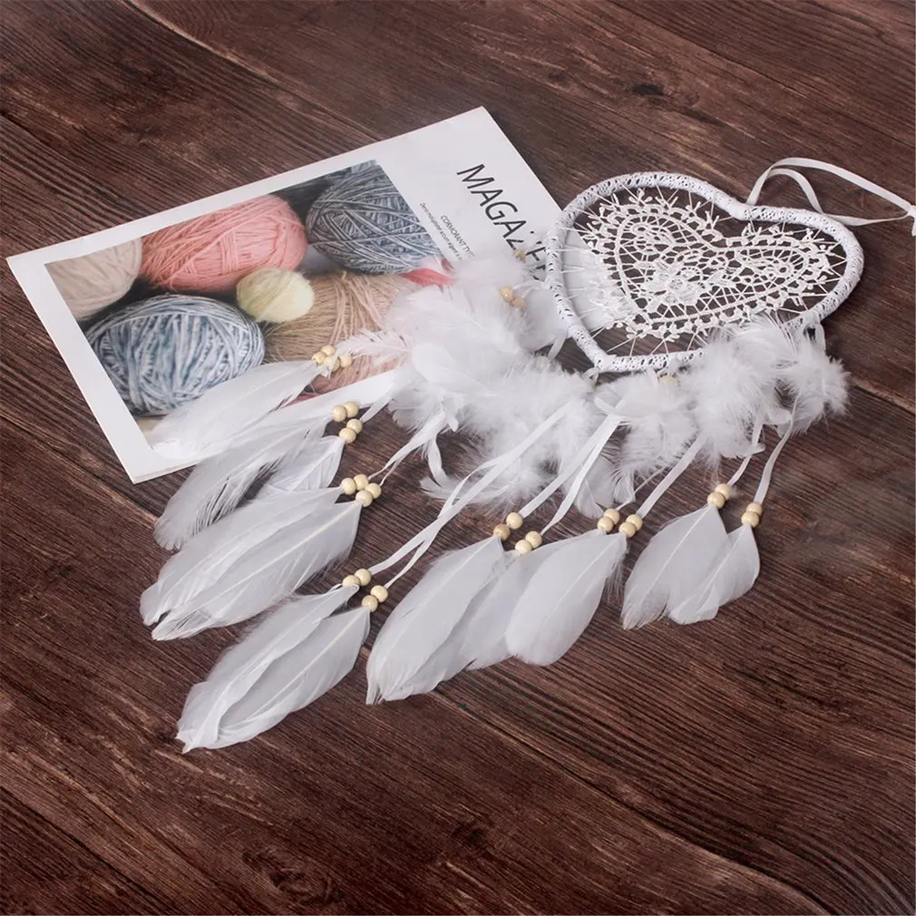 Handmade Wind Chimes Hanging Pendant Dream Catcher Heart Shape Hangings