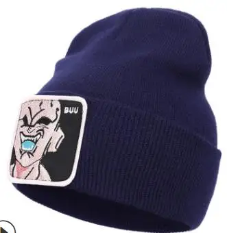 Аниме Драконий жемчуг Z Сон Гоку Вегета MAJIN BUU шапочка Повседневная skullies шапочки для мужчин и женщин теплая вязаная зимняя шапка унисекс - Цвет: buu-blue