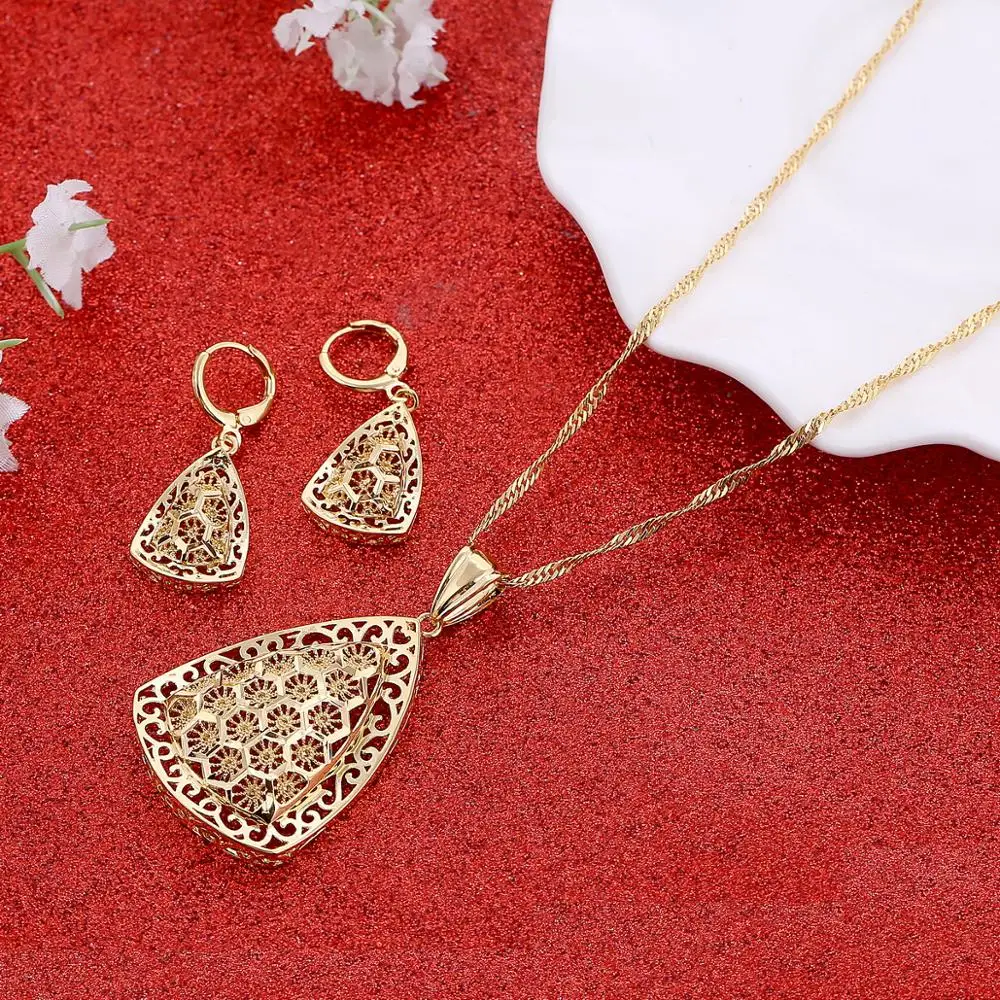 Женский комплект ювелирных украшений из 24 каратного золота в эфиопском