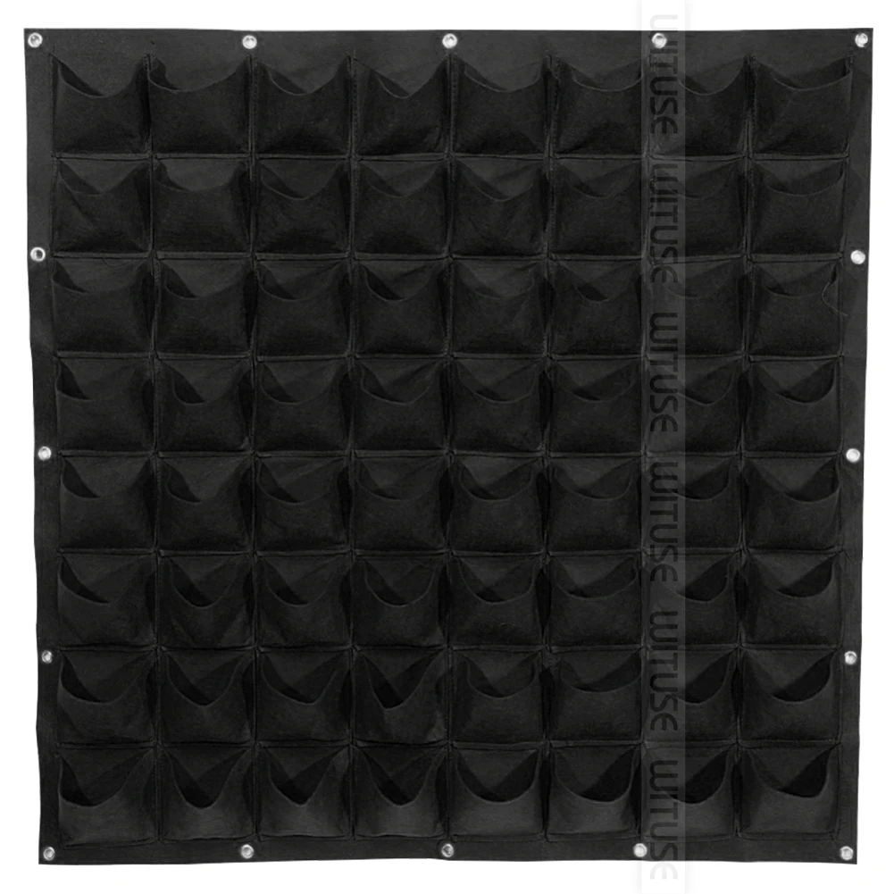 WITUSE Eco-friendly Hanging Planting Bag Wall Vertical Garden Seedling Plant Tool Garden Wall Indoor Outdoor Vege Decor - Цвет: black 64 pocket