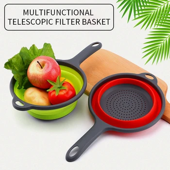 

Foldable Silicone Colander Fruit Vegetable Washing Basket Strainer With Handle Strainer Drainer Kitchen Tools