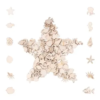 

200 pcs Mixed Shape Blank Wood Slices Wood Cutouts Pieces