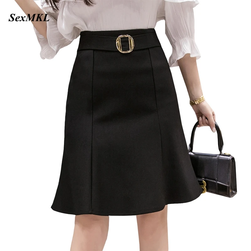 Faldas de oficina a moda para Mujer, Faldas negras sexys coreanas de por debajo de la rodilla, ropa informal ajustada y elegante de trabajo, 2022|Faldas| AliExpress