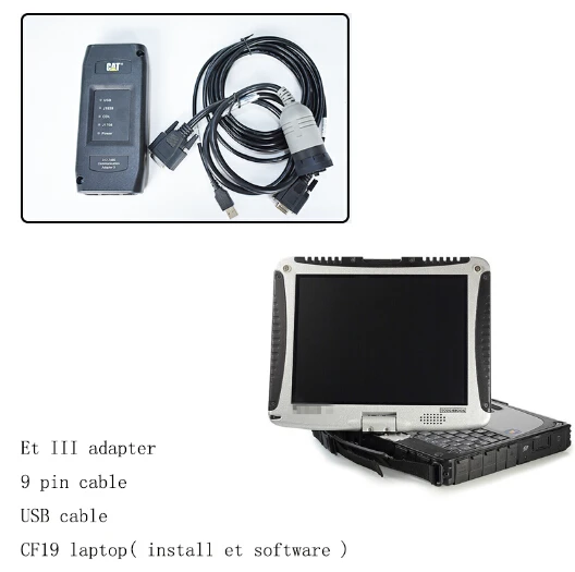 et III cf19 laptop A 317-7485 Коммуникационный адаптер III ET3 адаптер III Грузовик Авто диагностический сканер для cat3 6 Pin с 9 Pin до 14 Pin кабель - Цвет: et III cf19 laptop A