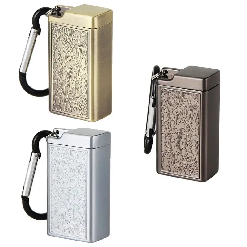 Smoke Ash Tray Mini Portable Ashtray Outdoor Keychain Metal Pocket Holder with Carabiners