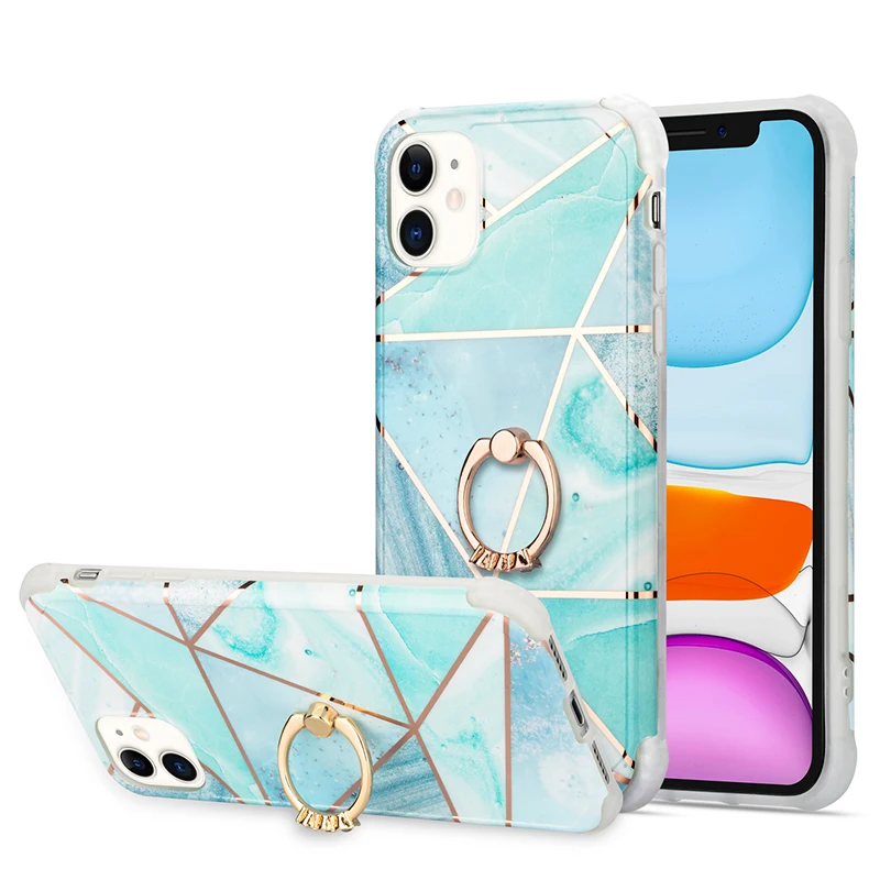 New Design Marble Phone Case With Stand Holder For iphone11 Pro Max 7 8 plus Case Silicon Back Cover