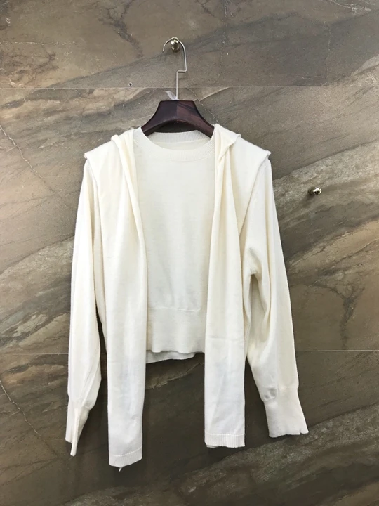 Early autumn new women irregular stitching shawl decoration long-sleeved cashmere jacket knitted shirt 1006