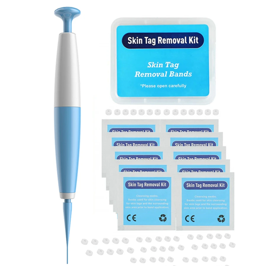 Auto Band Non Toxic Face Care Mole Wart Tool For Small To Medium Blue Skin Tag Removal Kit With Cleansing Swabs Home Use Adult |