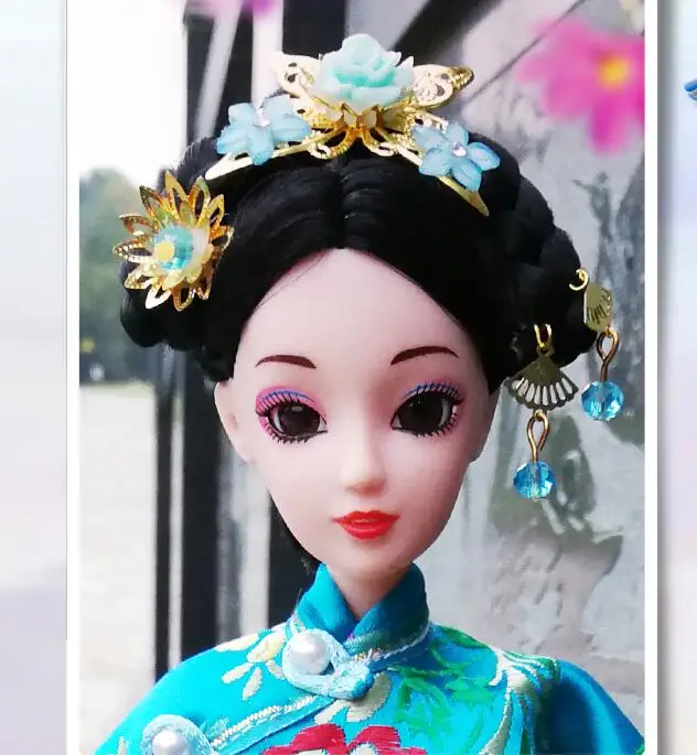 12 подвижных суставов 3D глаза китайская Кукла игрушки с аксессуарами одежда