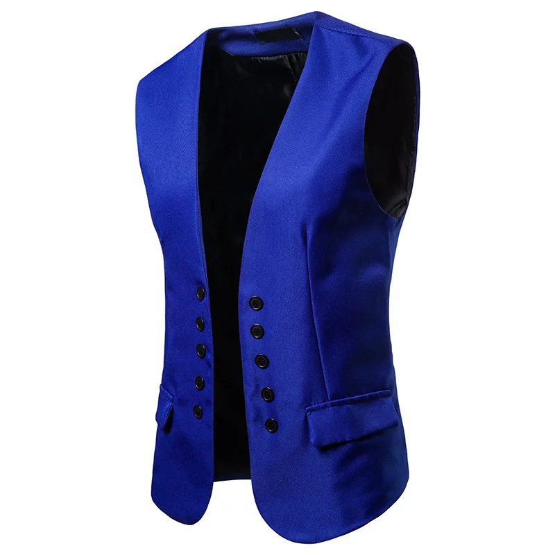 Double Breasted Mens Vests Business Casual Waistcoat Men Streetwear