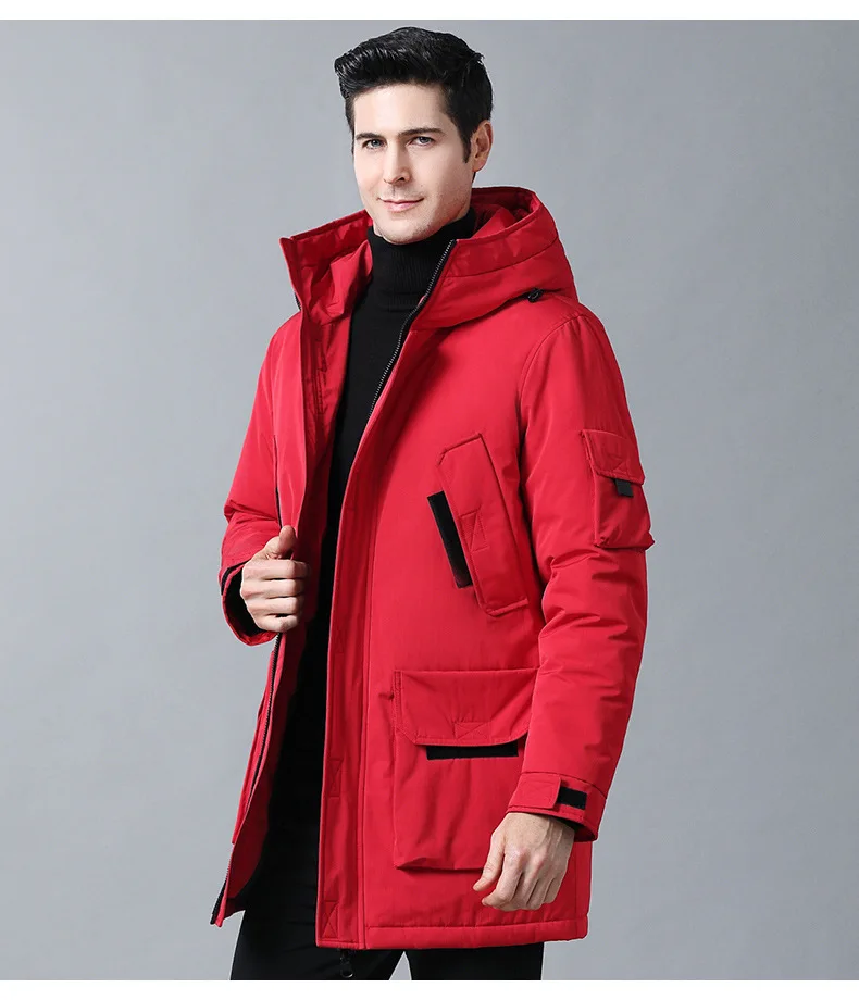 Зима средней длины High-End вниз куртка для женщин среднего возраста одежда Daddy Повседневное Толстая с капюшоном Теплый комплект с курткой-пуховиком для пальто