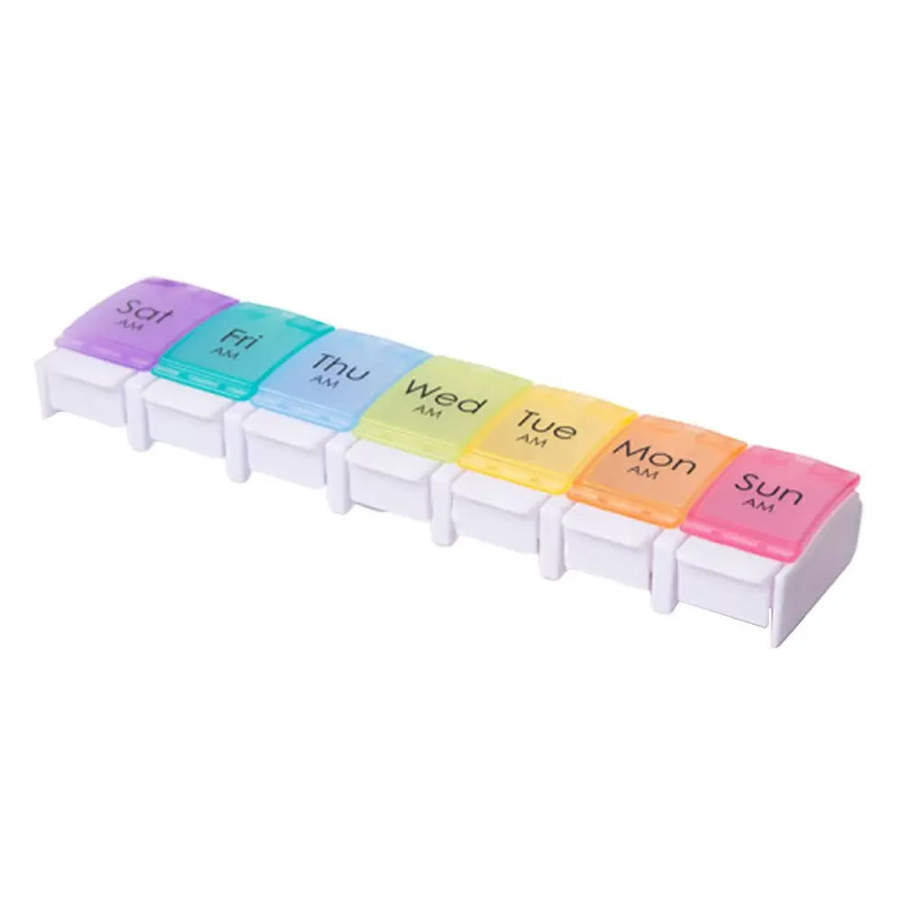 1 Single Row 7 Squares A Week Bounce Combination Grid 7 Color Rainbow Seven Color Morning Evening Pill Box - Цвет: 1