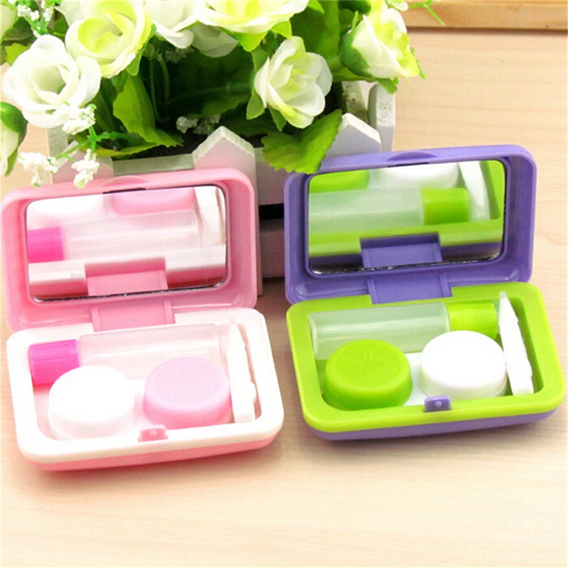 1Pc Glasses Contact Lenses Box Contact lens Case for Eyes Care Kit Holder Container Gift Random Color Travel Essential