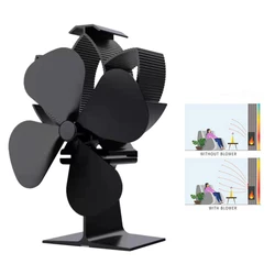 4-Blade Heat Powered Stove Fan Silent Operation Fireplace Heat Circulation Thermal Stove Fans For Wood/Log Burner/Fireplace