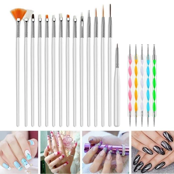 

33 Pcs Nail Art Gel Design Pen Painting Polish Brush Dotting Drawing Tools Set