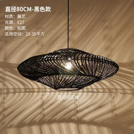 Handmade rattan Lamp Retro chandelier attic living room dining room home decoration coffee shop dining room chandelier E27 pendant lighting for kitchen island Pendant Lights