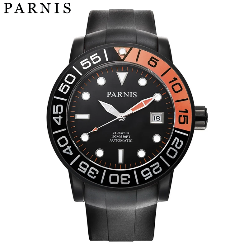 

Parnis Casual Automatic Men's Watch Relojes Hombre Sapphire Crystal Rubber Luminous Auto-Date Mechanical Watches Clock Men