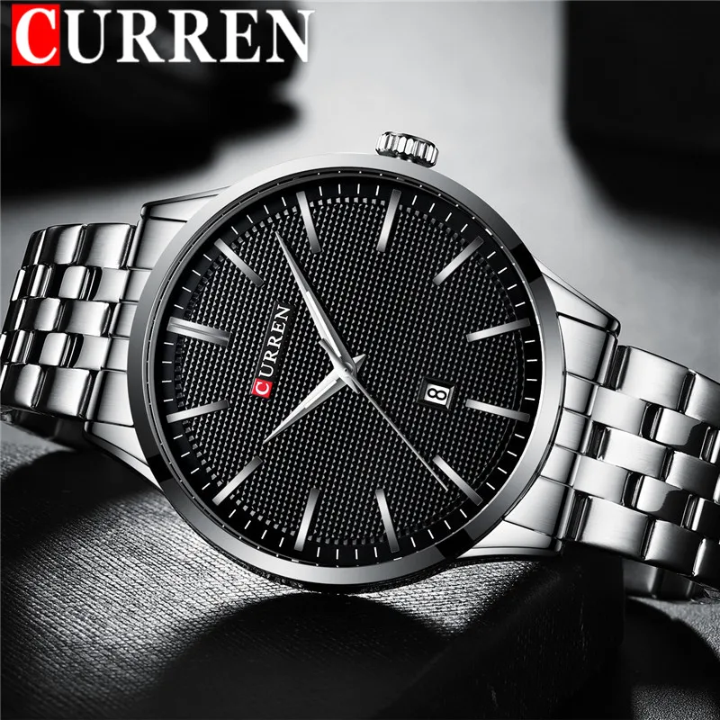 CURREN Sport Men Watch Top Brand Luxury Silver Military Business Waterproof Male Clock Full Steel New Quartz Man Wristwatch 8364