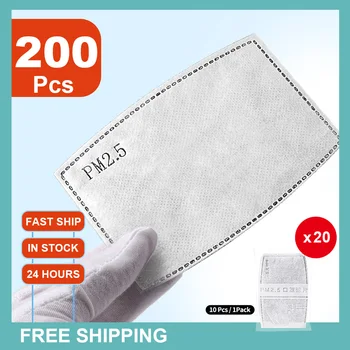 

200PCS PM2.5 Mask Filter Paper 5 Ply Anti Dust Mouth Face Mask Carbon Cotton Disposable Filter Protective For Adult