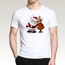 Мужские футболки с коротким рукавом и принтом снежного рангифера, модные повседневные топы с надписью «Happy new year», мужская спортивная одежда из хлопка