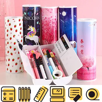 

Multifunction Cylindrical Pencil Box Case High Capacity Pen Boxes School Supplies Stationery Gift For Boy Girl