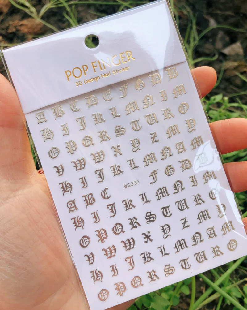 1PCS Multi-Color Laser Reflective Alphabet Nail Art Sticker Kit