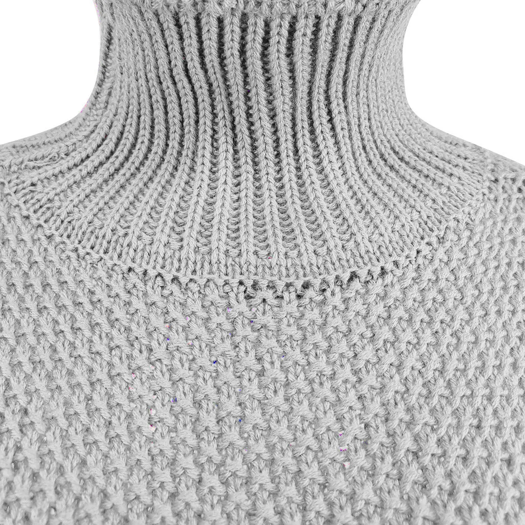 Женский Теплый Повседневный свитер с длинными рукавами и высоким воротником, Модный популярный свободный удобный свитер, простая осенняя и зимняя одежда