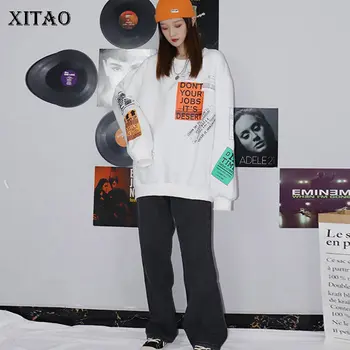 

XITAO Plus Size Letter Sweatshirt Fashion New Women 2020 Elegant Small Fresh Full Sleeve Casual Loose Sweatshirt DMY3050