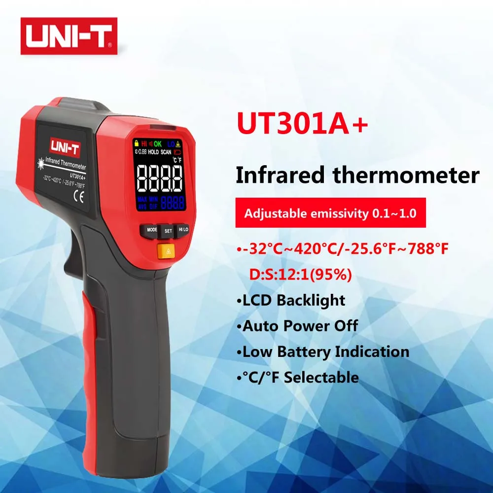 UNI-T UT301A + инфракрасный термометр для измерения температуры цифровой