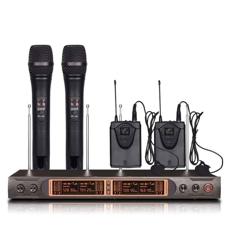 

Wireless microphone 2 lavalier microphone KTV dedicated 2 handheld stage school performance singing microphone wireless