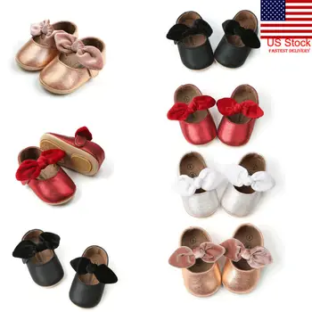 

0-18M PU Leather Baby Girl Shoes Moccasins Moccs Shoes Bow Fringe Soft Soled Non-slip Footwear Crib Shoes