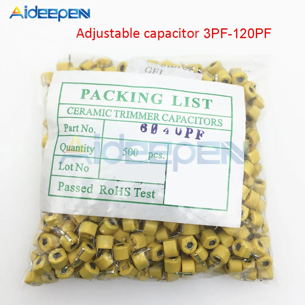 500 шт. JML06 1 6 мм 5PF 10PF 20PF 30PF 40PF 50PF 60PF 70PF 120PF триммер Регулируемый конденсатор с