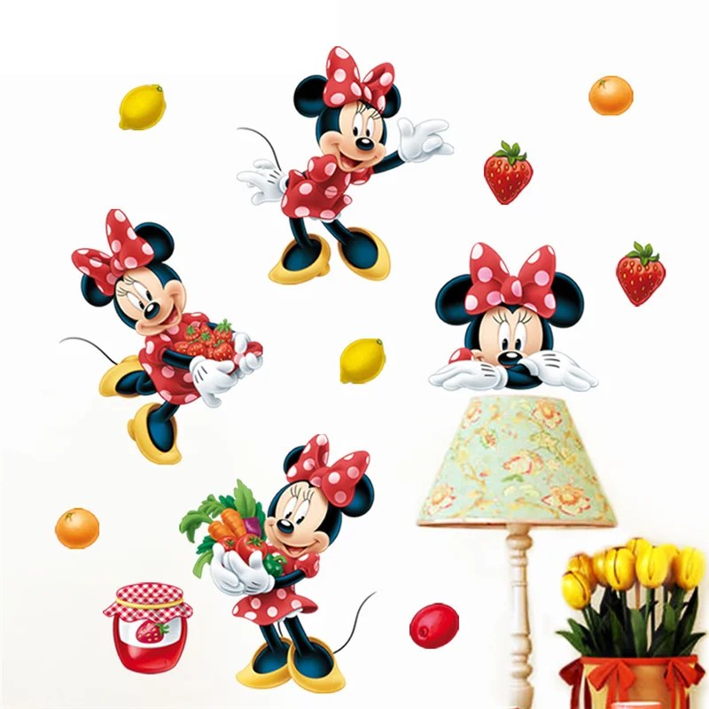 lovely Mickey Minnie Wall Stickers For Kids Room Children Bedroom Wall Decoration