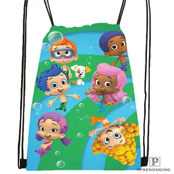 Custom Bubble Guppies походная сумка на шнурке милый рюкзак для детей(черная спинка) 31x40 см#180531-03-23 - Цвет: Drawstring Backpack