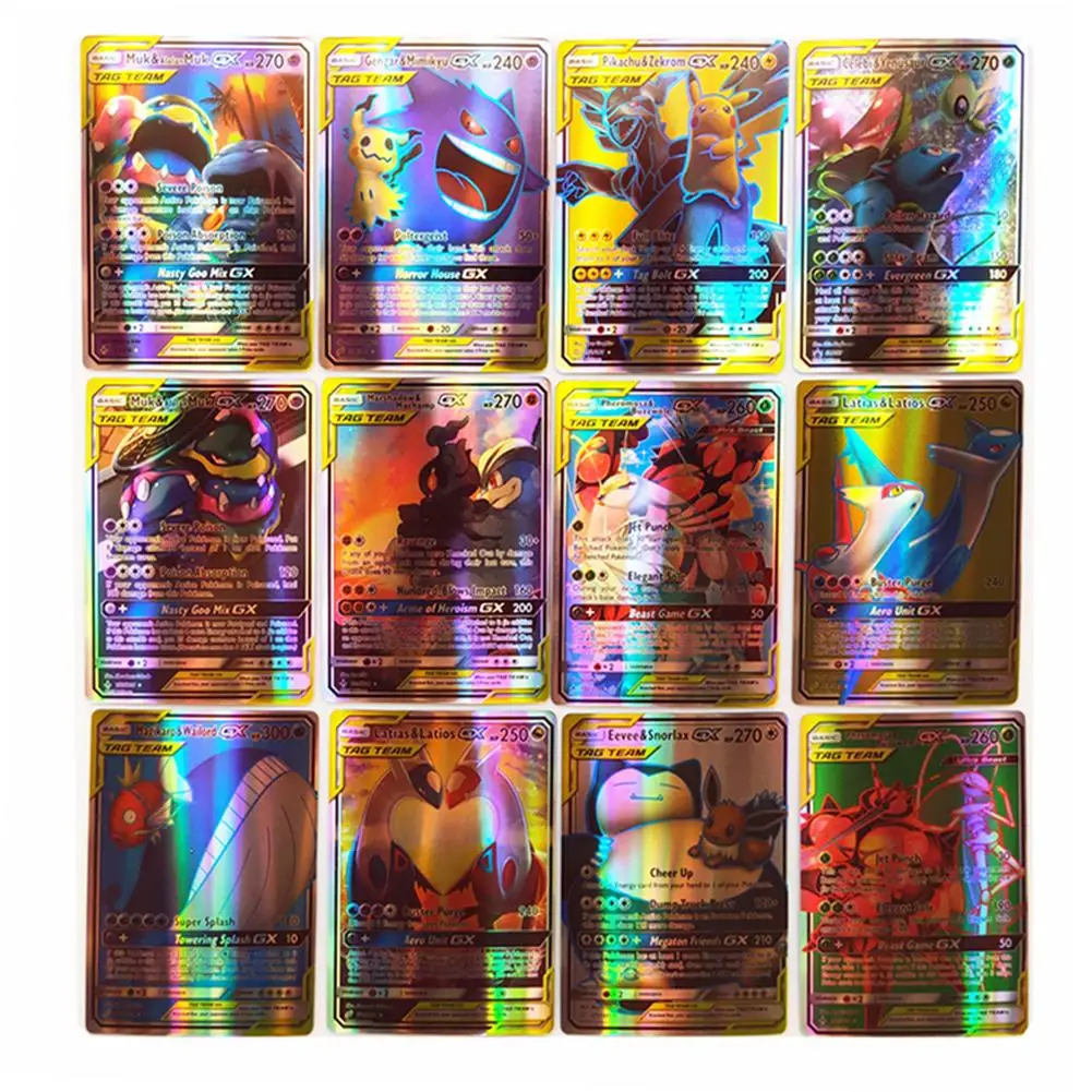 Takara Tomy Pokemon Team Up английская флэш-карта 100 шт битва карта детская настольная игра блестящие карточные игрушки