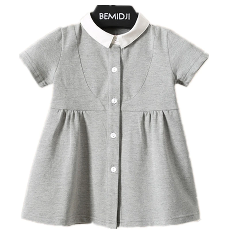Новое летнее детское платье в британском стиле с воротником с лацканами для девочек