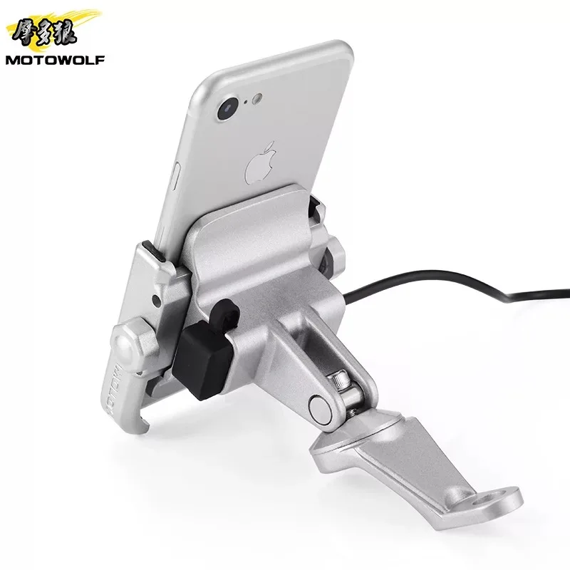 Держатель для телефона из алюминиевого сплава для мотоцикла, USB зарядное устройство, поддержка зеркала заднего вида, держатель для мобильного телефона/Дорожная сумка, многофункциональная сумка