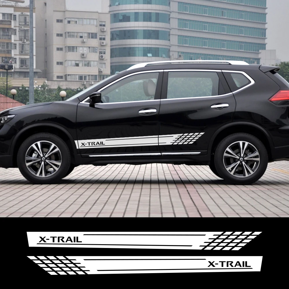2 шт. автомобиль длинной стороне полосатые наклейки для Nissan X Trail виниловая пленка