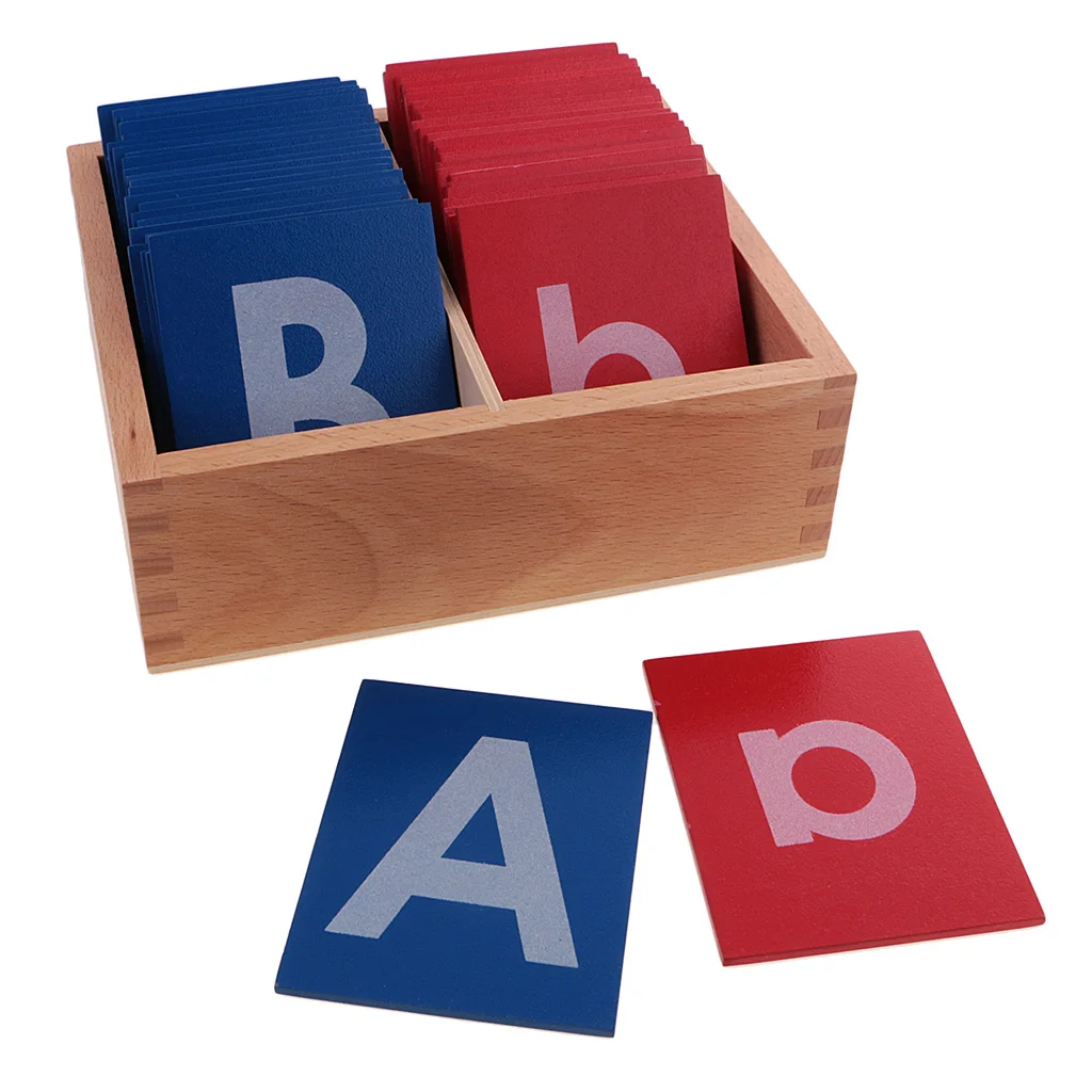 Madera Montessori papel de lija tarjetas alfabetos la letra a Z a Z bromees 
