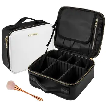 

Multifunctional Makeup Bag Portable Smooth Zipper Cosmetic Bag Professional Mirror Brush Storage Pouch Women Ladies Toiletry Bag