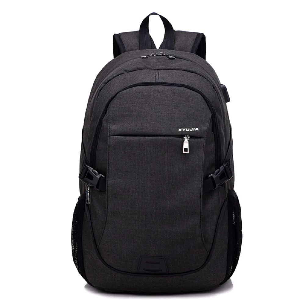 Fashionable Casual Men's Backpack Student School Bag Multifunction USB Charging Backbags Notebook Computer Travel Backpacks - Цвет: black