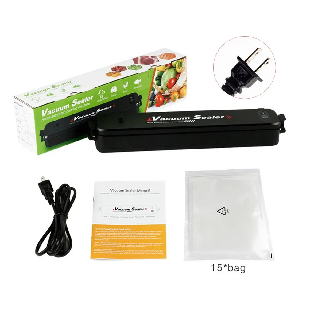 

Vacuum Sealer Household Automatic Food Preservation Machine For Kitchen Dry Moist Food Preservation with 15pcs Sealing Bags