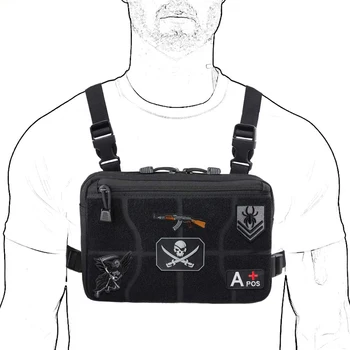 

Tactical Combat Chest Rig Pack Front Bag Airsoft Vest Multi-Purpose Daypack Concealed EDC Carry Pouch with Hook and Loop Panel