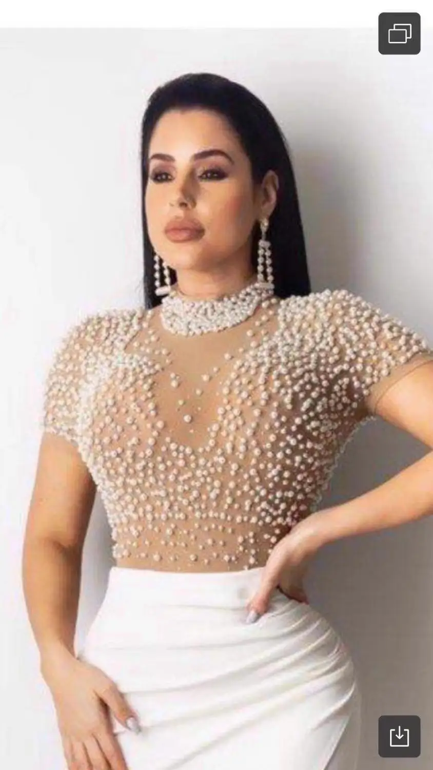 2020 Women Sexy Beading Mesh Bodysuit One Piece Designer Short Sleeve Party Bodysuit 2020 Women Sexy Beading Mesh Bodysuit One Piece Designer Short Sleeve Party Bodysuit